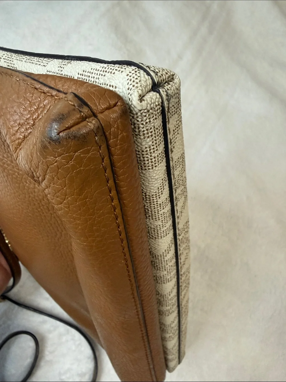 Michael Kors Tan Pebbled Leather Crossbody with Gold Hardware